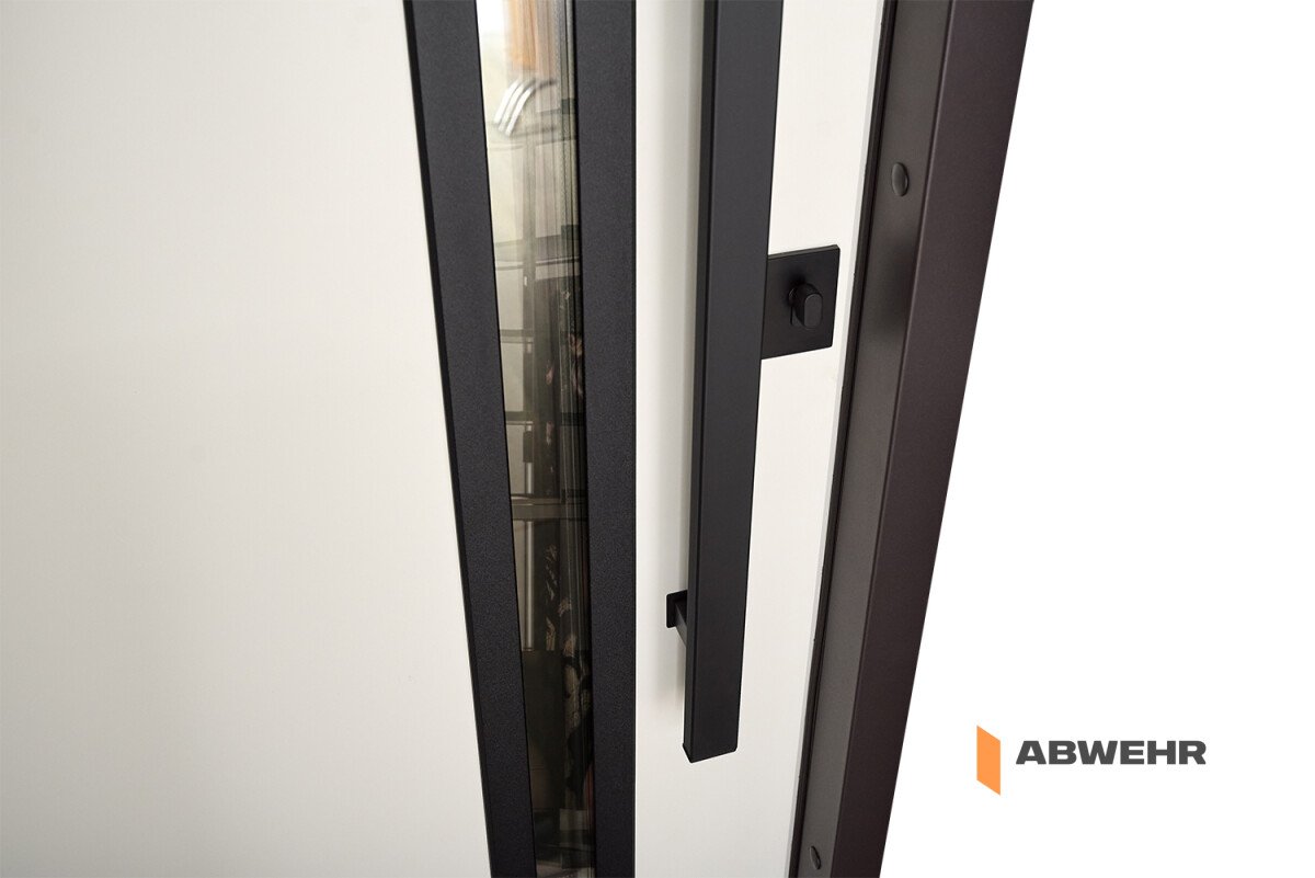 Вхідні двері Nordi Glass 506 Abwehr метал фарбування RAL 8019T / слонова кістка супермат