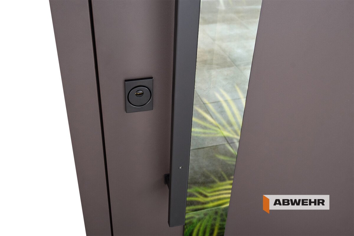 Вхідні двері Nordi Glass 506 Abwehr метал фарбування RAL 8019T / слонова кістка супермат