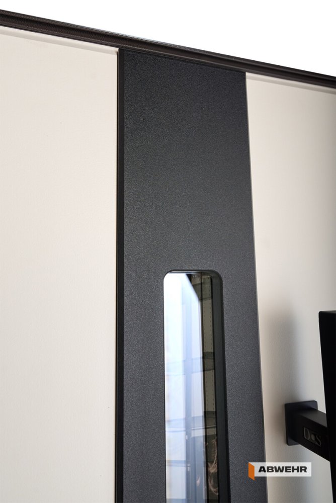 Вхідні двері Nordi Glass 506 Abwehr метал фарбування RAL 8019T / слонова кістка супермат