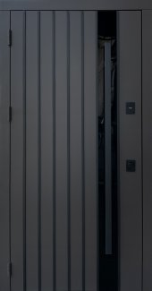 Вхідні двері Арт Qdoors метал RAL8019 пісок / МДФ дуб темний