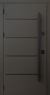 Входная дверь Стрит-3К Горизонталь Qdoors металл антрацит 8019 / МДФ дуб темный
