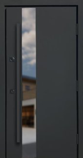 Входная дверь Вест Стронг тёмный серый песок / белый атлас vin