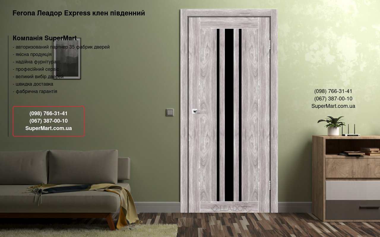 Двери Ferona Леадор Экспресс клен южный стекло черное