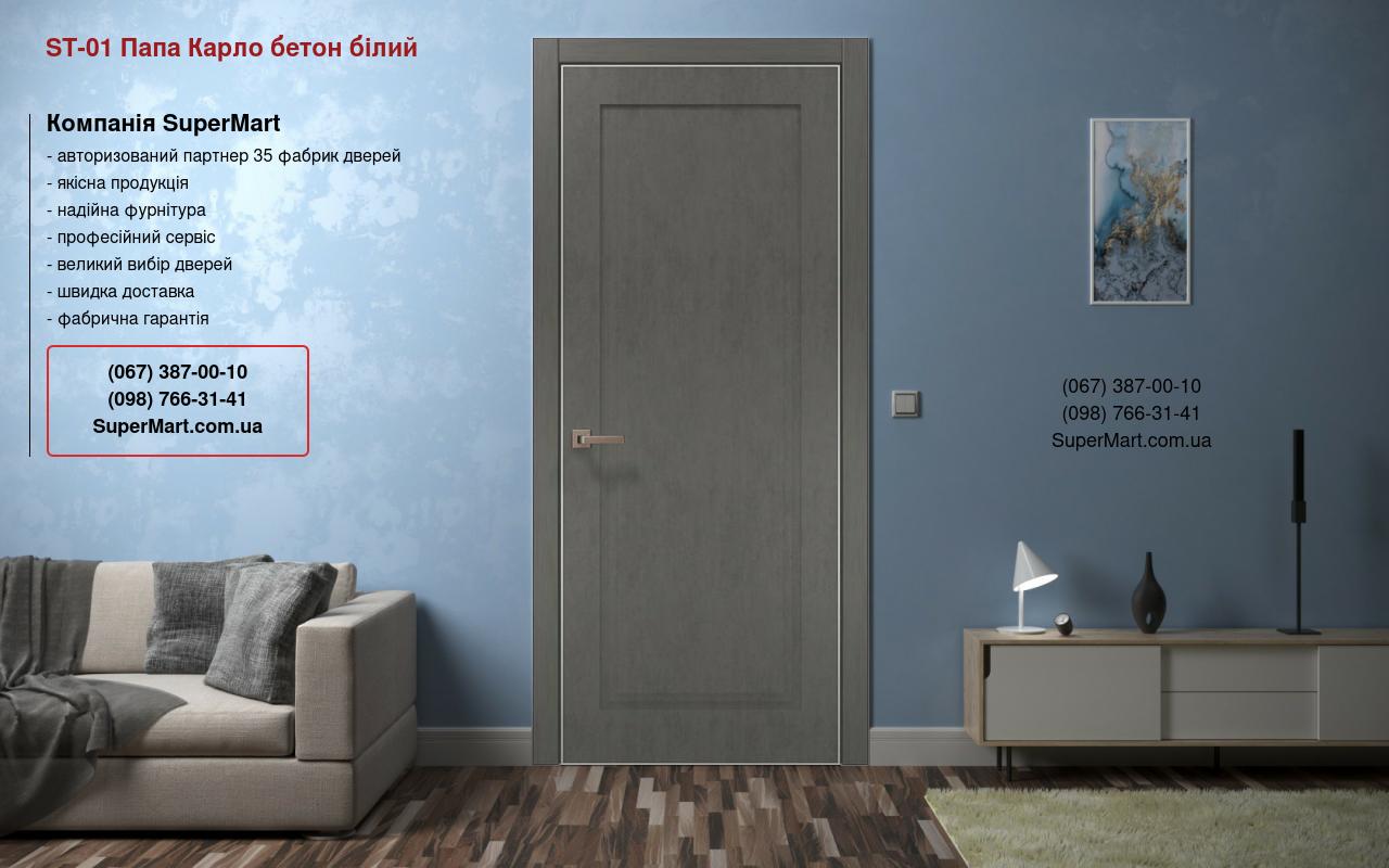 Двери ST-01 Папа Карло бетон серый торцы алюминий серый