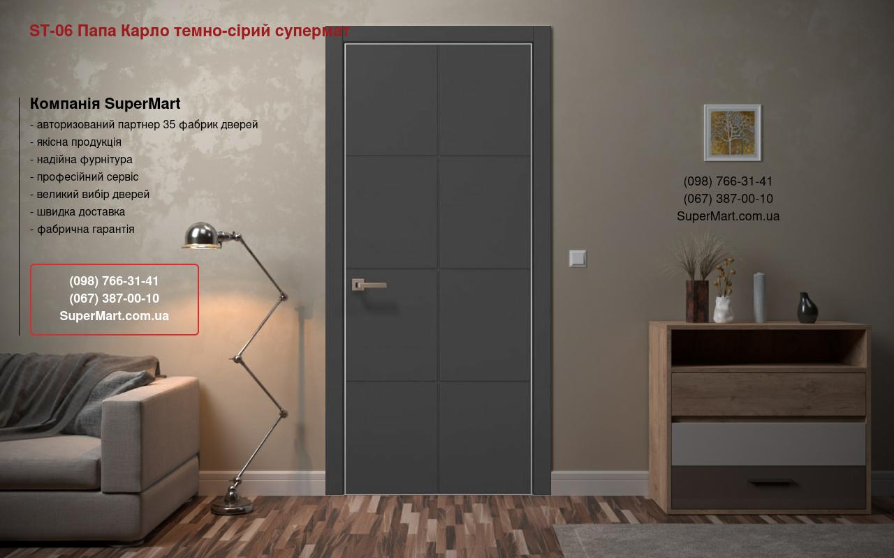 Двері ST-06 Папа Карло темно-сірий супермат торці алюміній сірий